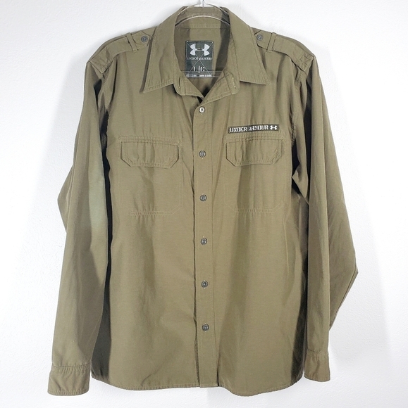 UNDER ARMOUR BUTTON FRONT MILITARY STYLE SHIRT - Picture 1 of 9